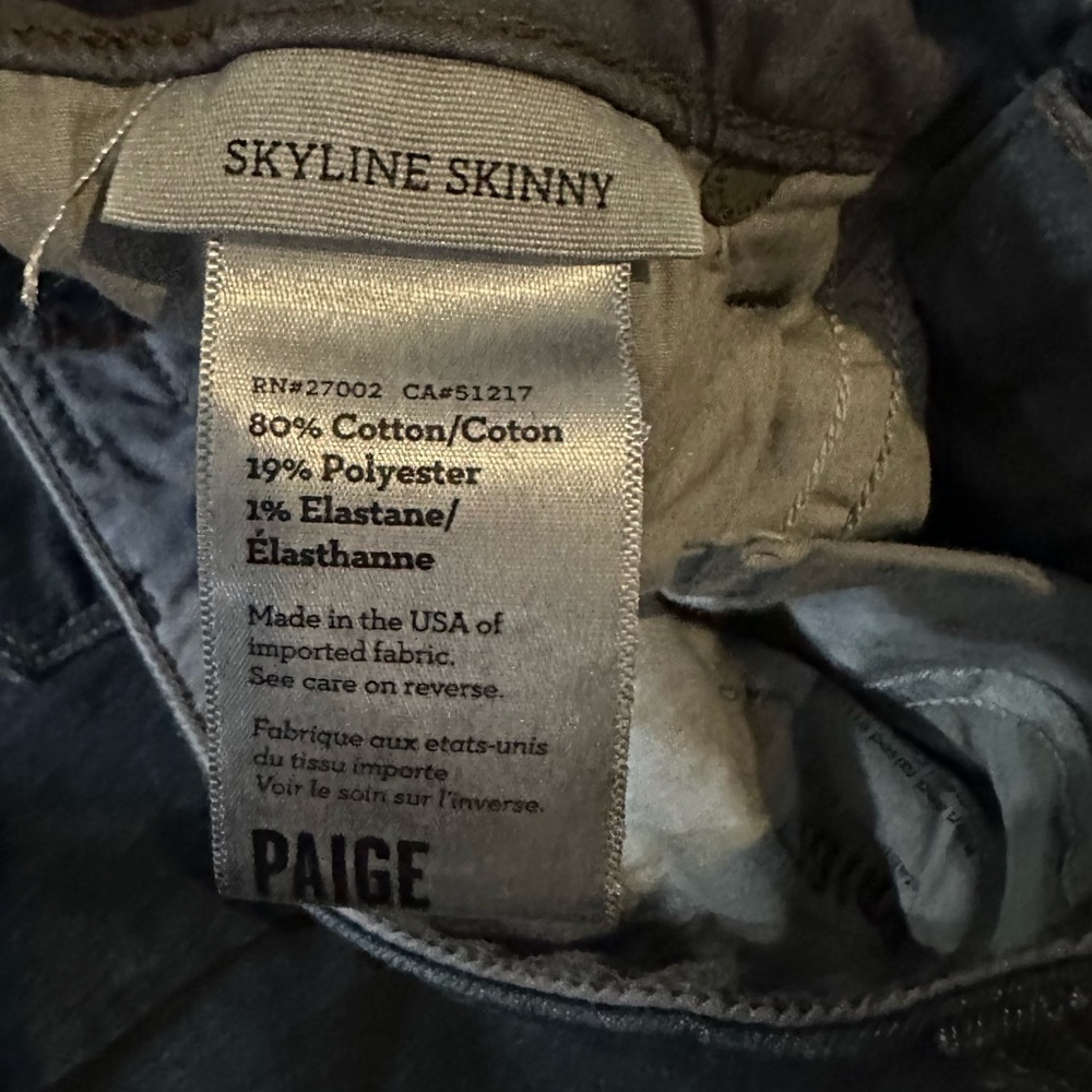 Paige Skyline Skinny Dark Denim Mid Waisted Jean size 27 - Picture 4 of 8